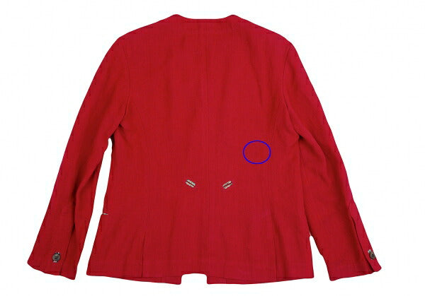 ISSEY MIYAKE Linen Floral Panel Collarless Jacket Red Size M