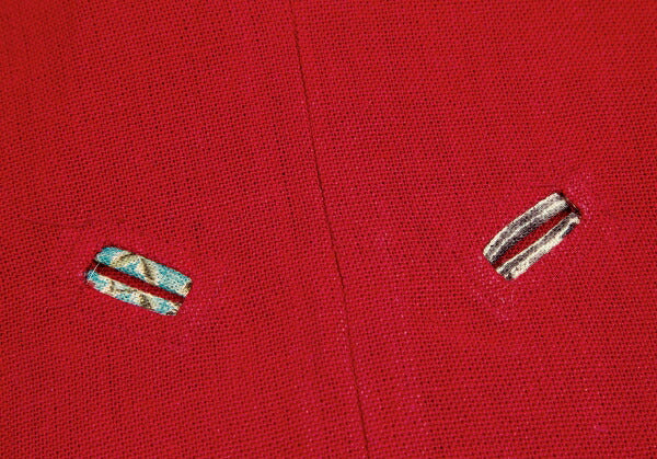 ISSEY MIYAKE Linen Floral Panel Collarless Jacket Red Size M