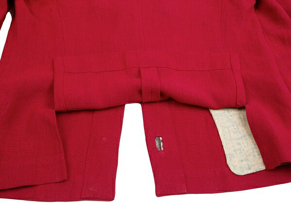ISSEY MIYAKE Linen Floral Panel Collarless Jacket Red Size M