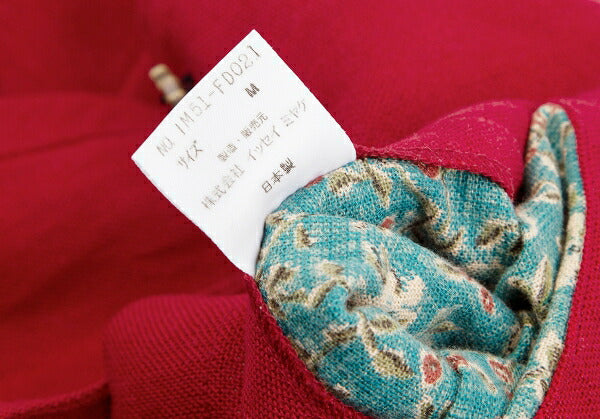 ISSEY MIYAKE Linen Floral Panel Collarless Jacket Red Size M