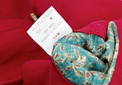 ISSEY MIYAKE Linen Floral Panel Collarless Jacket Red Size M