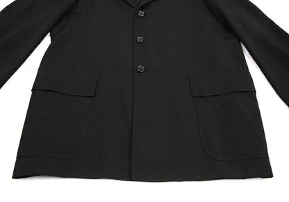 Y's for men Black Wool Gabardine Long Jacket Size 3