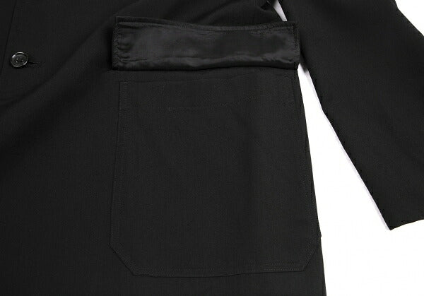 Y's for men Black Wool Gabardine Long Jacket Size 3