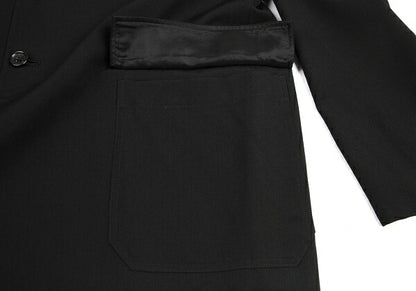Y's for men Black Wool Gabardine Long Jacket Size 3