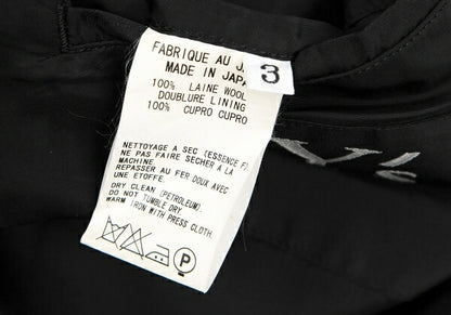 Y's for men Black Wool Gabardine Long Jacket Size 3