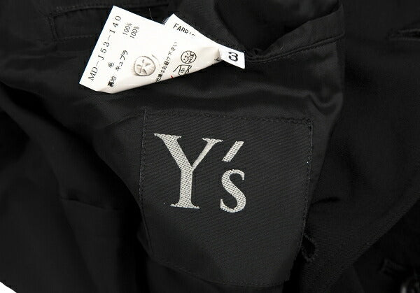 Y's for men Black Wool Gabardine Long Jacket Size 3