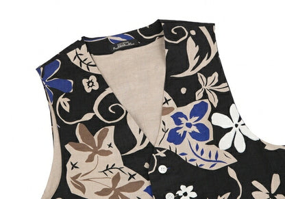 ISSEY MIYAKEPERMANENTE Linen Floral Print Vest Black Size M