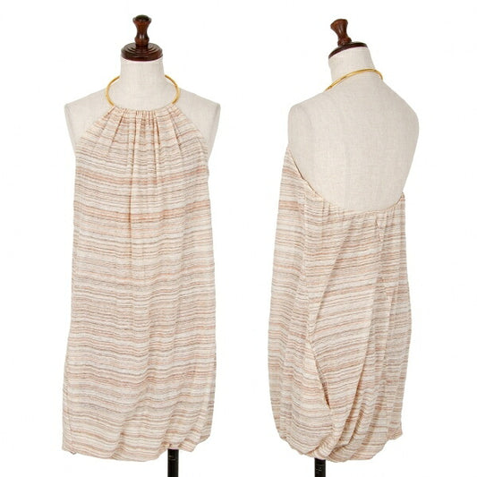 MISSONI Ring Halter Neck Border Top Beige Size 40