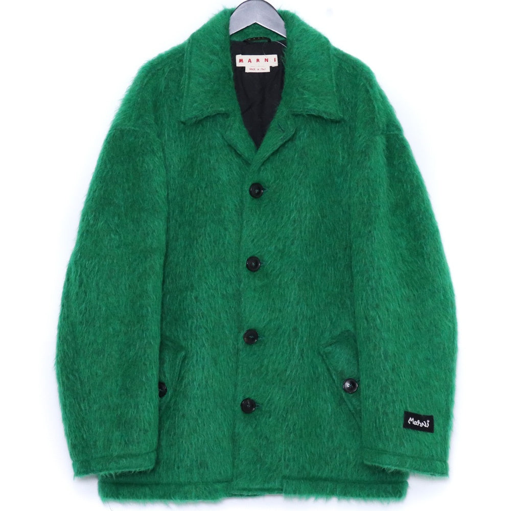 MARNI Single Breasted Faux Fur Coat Green Size 48