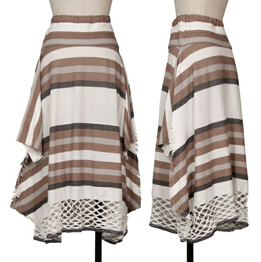 ISSEY MIYAKE A-POC INSIDE Mesh Border Ecru Brown Skirt Size 2