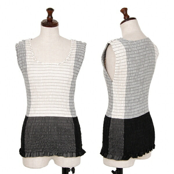 ISSEY MIYAKE Shirring Monochrome Panel Tank Top White Size 2