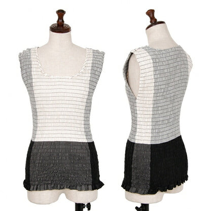 ISSEY MIYAKE Shirring Monochrome Panel Tank Top White Size 2