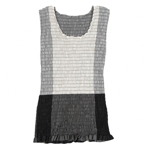 ISSEY MIYAKE Shirring Monochrome Panel Tank Top White Size 2