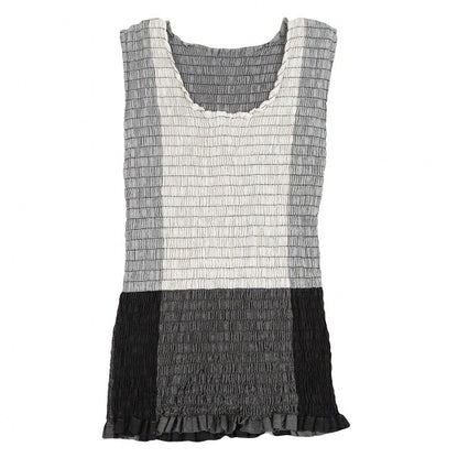 ISSEY MIYAKE Shirring Monochrome Panel Tank Top White Size 2