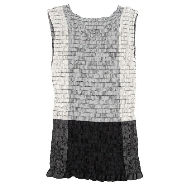 ISSEY MIYAKE Shirring Monochrome Panel Tank Top White Size 2