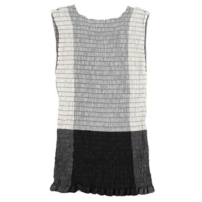 ISSEY MIYAKE Shirring Monochrome Panel Tank Top White Size 2