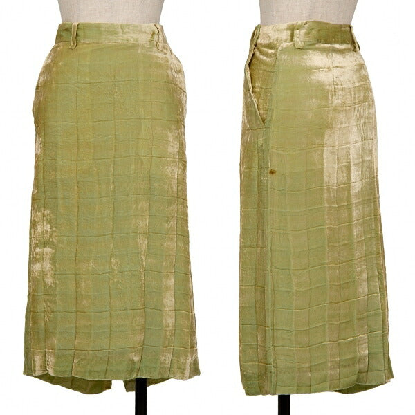 ISSEY MIYAKE Wrinkle Pleat Velour Skirt Lime Green Size 3