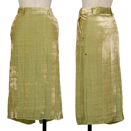 ISSEY MIYAKE Wrinkle Pleat Velour Skirt Lime Green Size 3