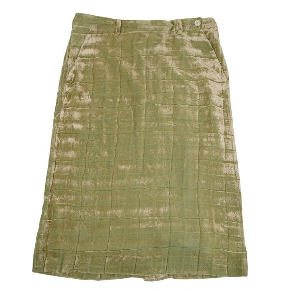 ISSEY MIYAKE Wrinkle Pleat Velour Skirt Lime Green Size 3