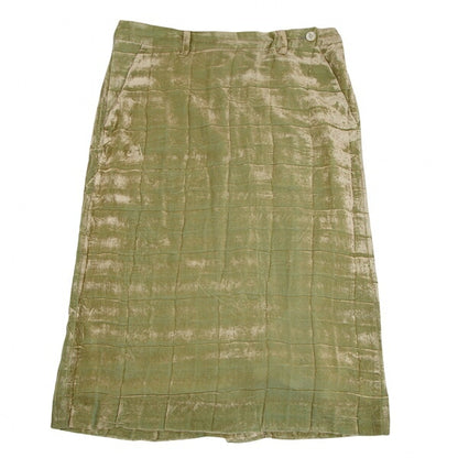 ISSEY MIYAKE Wrinkle Pleat Velour Skirt Lime Green Size 3