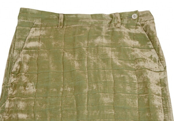 ISSEY MIYAKE Wrinkle Pleat Velour Skirt Lime Green Size 3