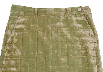 ISSEY MIYAKE Wrinkle Pleat Velour Skirt Lime Green Size 3