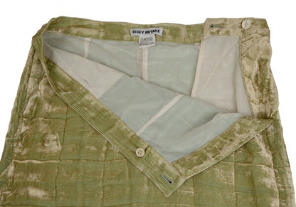 ISSEY MIYAKE Wrinkle Pleat Velour Skirt Lime Green Size 3