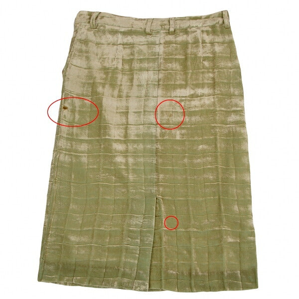 ISSEY MIYAKE Wrinkle Pleat Velour Skirt Lime Green Size 3