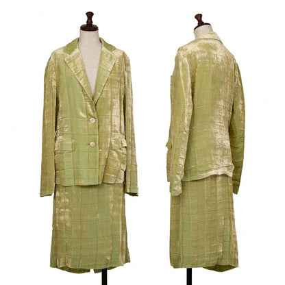 ISSEY MIYAKE Wrinkle Pleat Velour Skirt Lime Green Size 3
