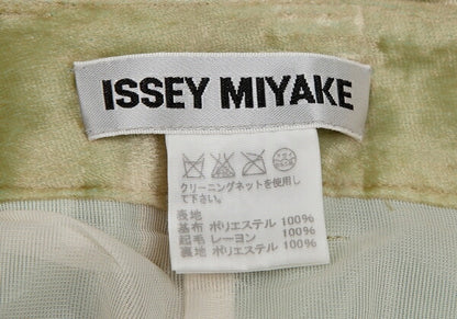 ISSEY MIYAKE Wrinkle Pleat Velour Skirt Lime Green Size 3