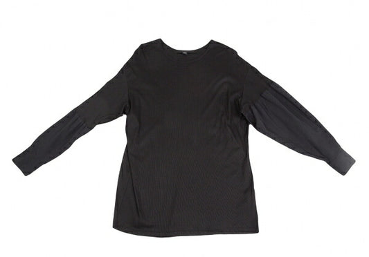 Y's Mixed Material Sleeve Long Sleeve Top Black T-Shirt Size 1