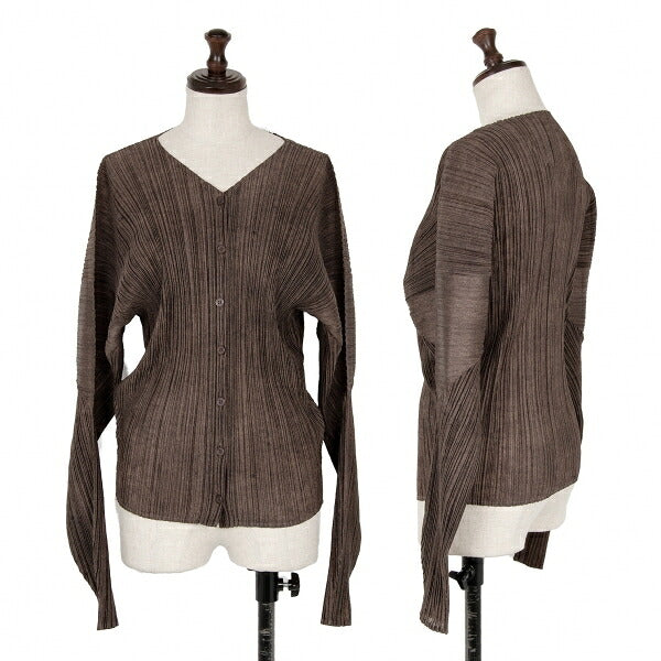 PLEATS PLEASE Uneven Dye Pleated Cardigan Brown Size 3