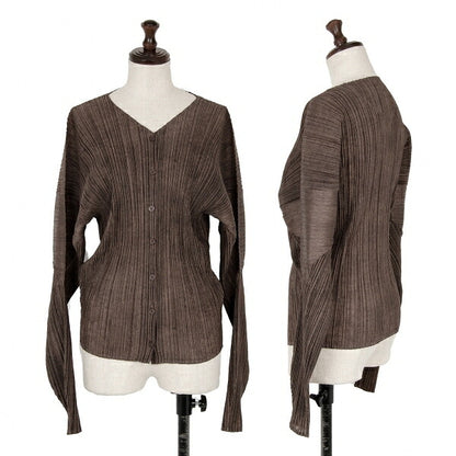 PLEATS PLEASE Uneven Dye Pleated Cardigan Brown Size 3