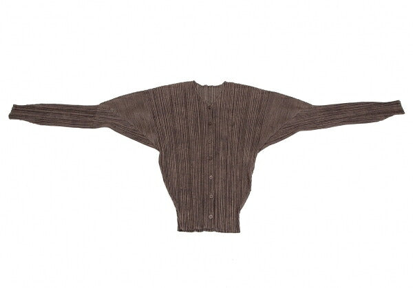 PLEATS PLEASE Uneven Dye Pleated Cardigan Brown Size 3