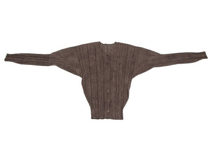 PLEATS PLEASE Uneven Dye Pleated Cardigan Brown Size 3