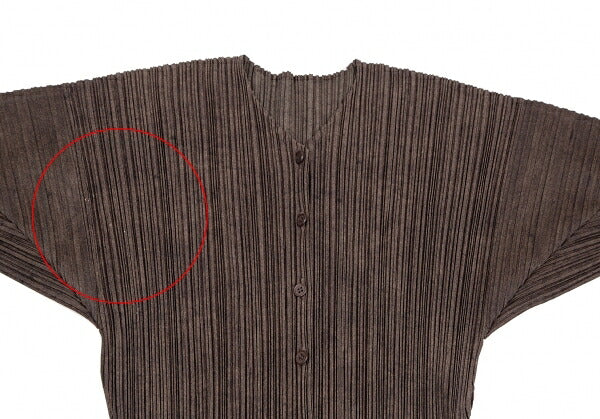 PLEATS PLEASE Uneven Dye Pleated Cardigan Brown Size 3