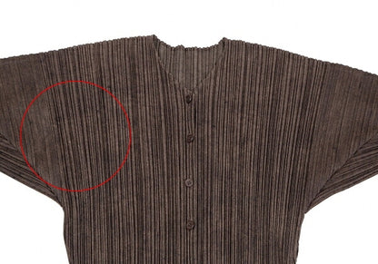 PLEATS PLEASE Uneven Dye Pleated Cardigan Brown Size 3