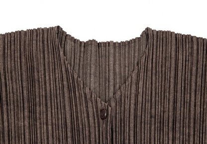 PLEATS PLEASE Uneven Dye Pleated Cardigan Brown Size 3