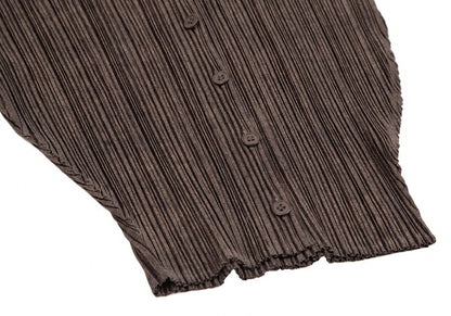 PLEATS PLEASE Uneven Dye Pleated Cardigan Brown Size 3