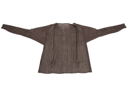PLEATS PLEASE Uneven Dye Pleated Cardigan Brown Size 3