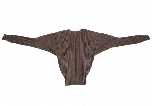 PLEATS PLEASE Uneven Dye Pleated Cardigan Brown Size 3