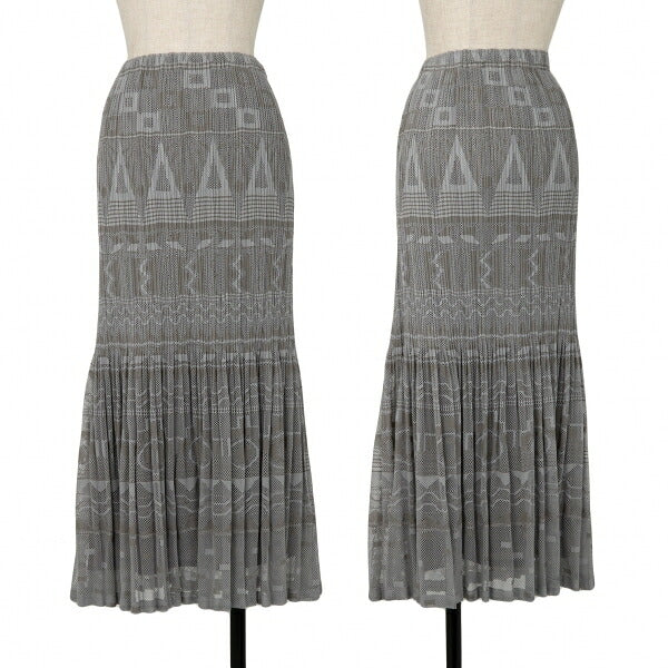 PLEATS PLEASE Lace Mesh Crushed Pleat Skirt Gray Size 4