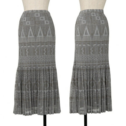 PLEATS PLEASE Lace Mesh Crushed Pleat Skirt Gray Size 4