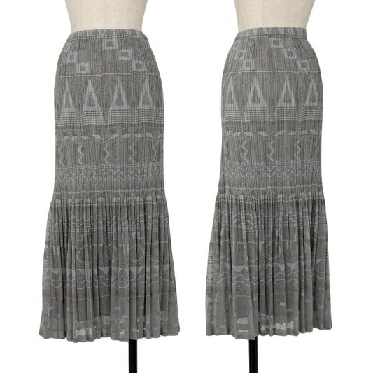 PLEATS PLEASE Lace Mesh Crushed Pleat Skirt Gray Size 4