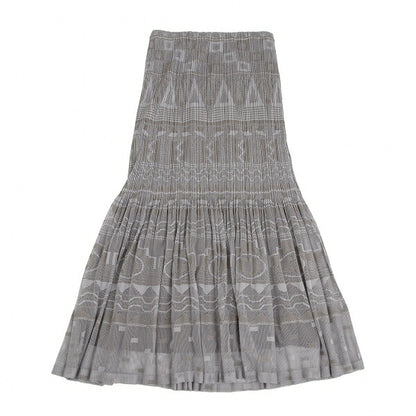 PLEATS PLEASE Lace Mesh Crushed Pleat Skirt Gray Size 4