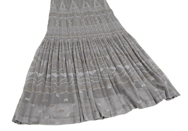 PLEATS PLEASE Lace Mesh Crushed Pleat Skirt Gray Size 4