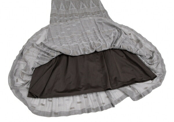 PLEATS PLEASE Lace Mesh Crushed Pleat Skirt Gray Size 4