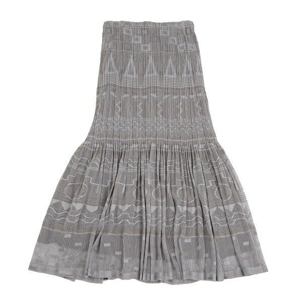 PLEATS PLEASE Lace Mesh Crushed Pleat Skirt Gray Size 4