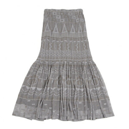 PLEATS PLEASE Lace Mesh Crushed Pleat Skirt Gray Size 4