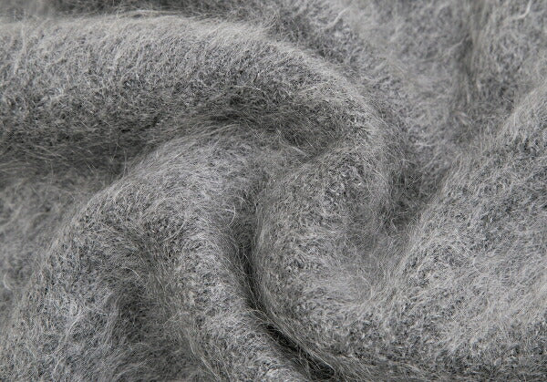 LIMI feu Mohair Wool Hairy Knit Light Gray Muffler